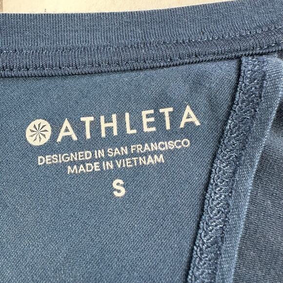 Athleta Top Womens Small Blue Essence Twist Back Long Sleeve Yoga Pilates Gym - Picture 4 of 8